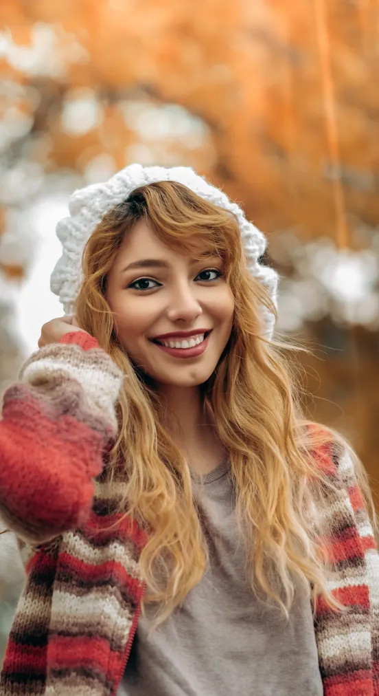 photo femme avec un bonnet